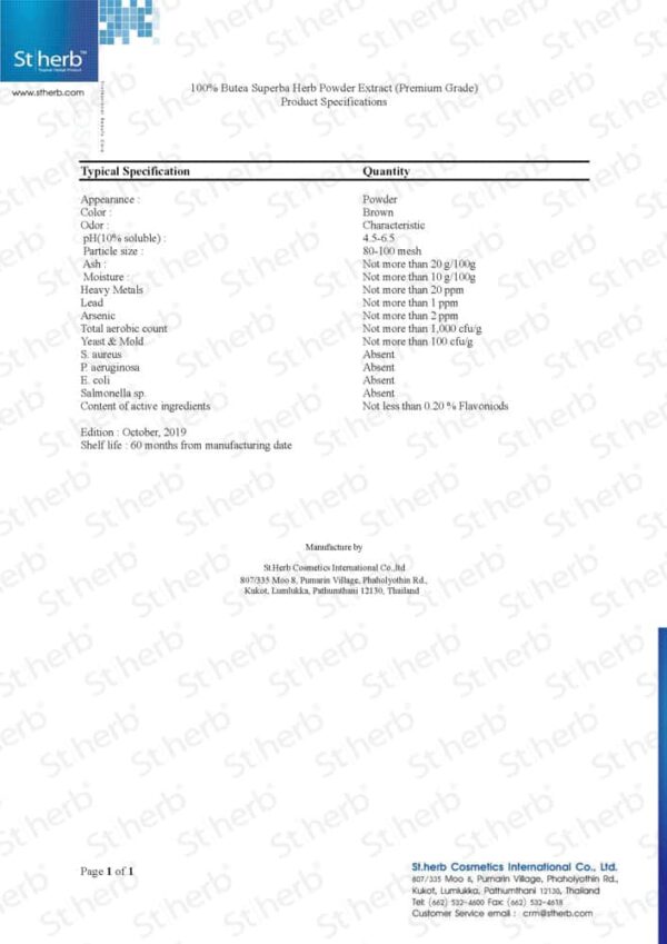 Butea Superba Powder Specification