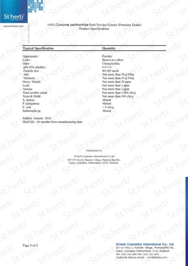 Spec Curcuma zanthorrhiza powder